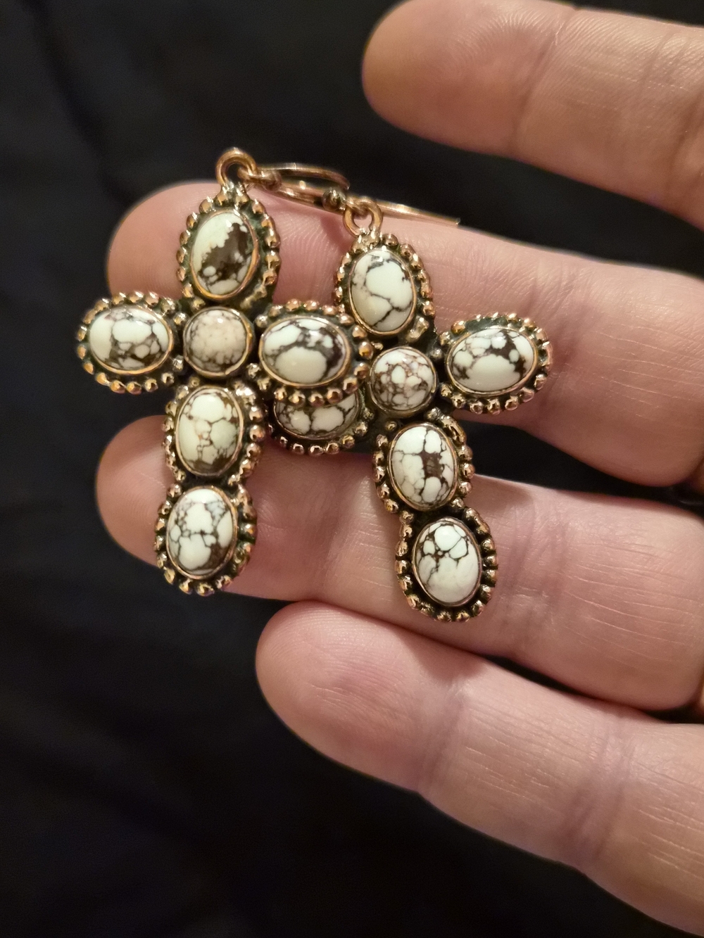 Wild Horse And Copper Cross Statment Earrings